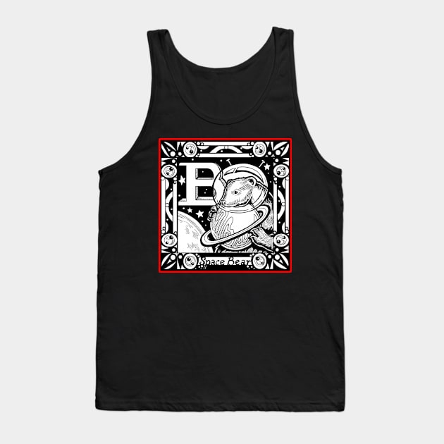 B is For Bear - Red Outlined Design Tank Top by Nat Ewert Art